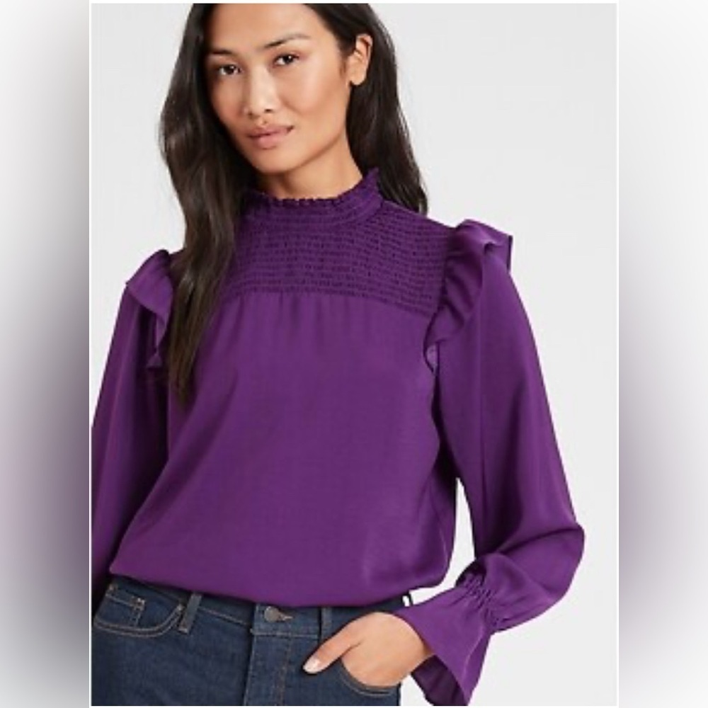 Banana Republic Purple Ruffled Blouse